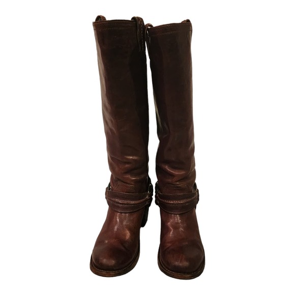 FRYE Carmen Harness Dark Brown leather tall boots. SIZE 7.5B - Picture 5 of 14